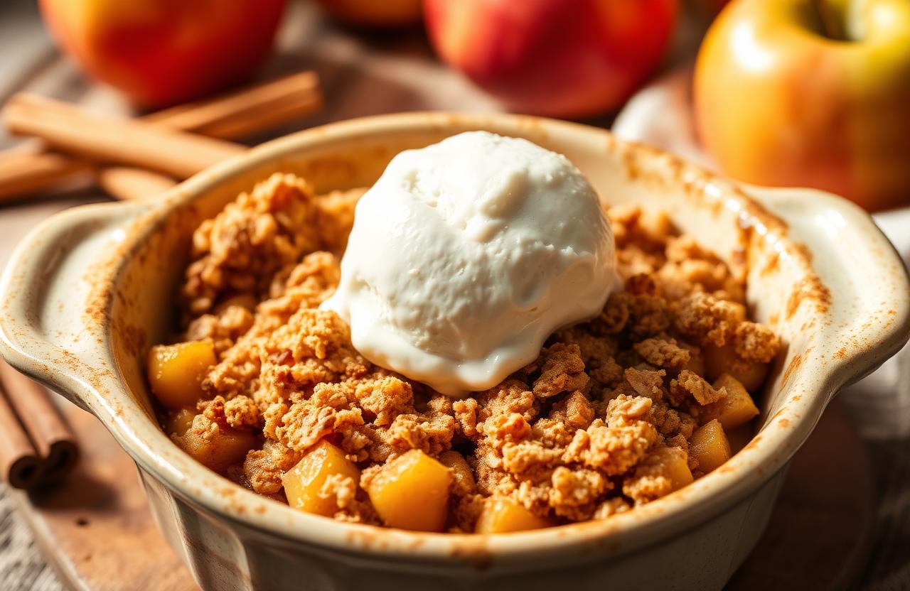 Warm Apple Crumble with Oat and Cinnamon Topping