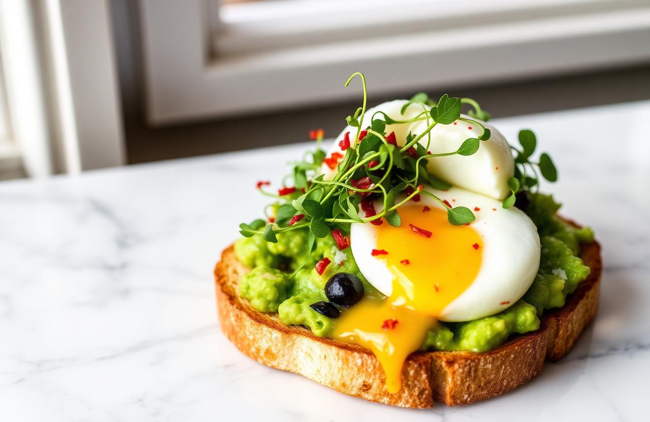 Avocado Toast with Poached Egg and Chili