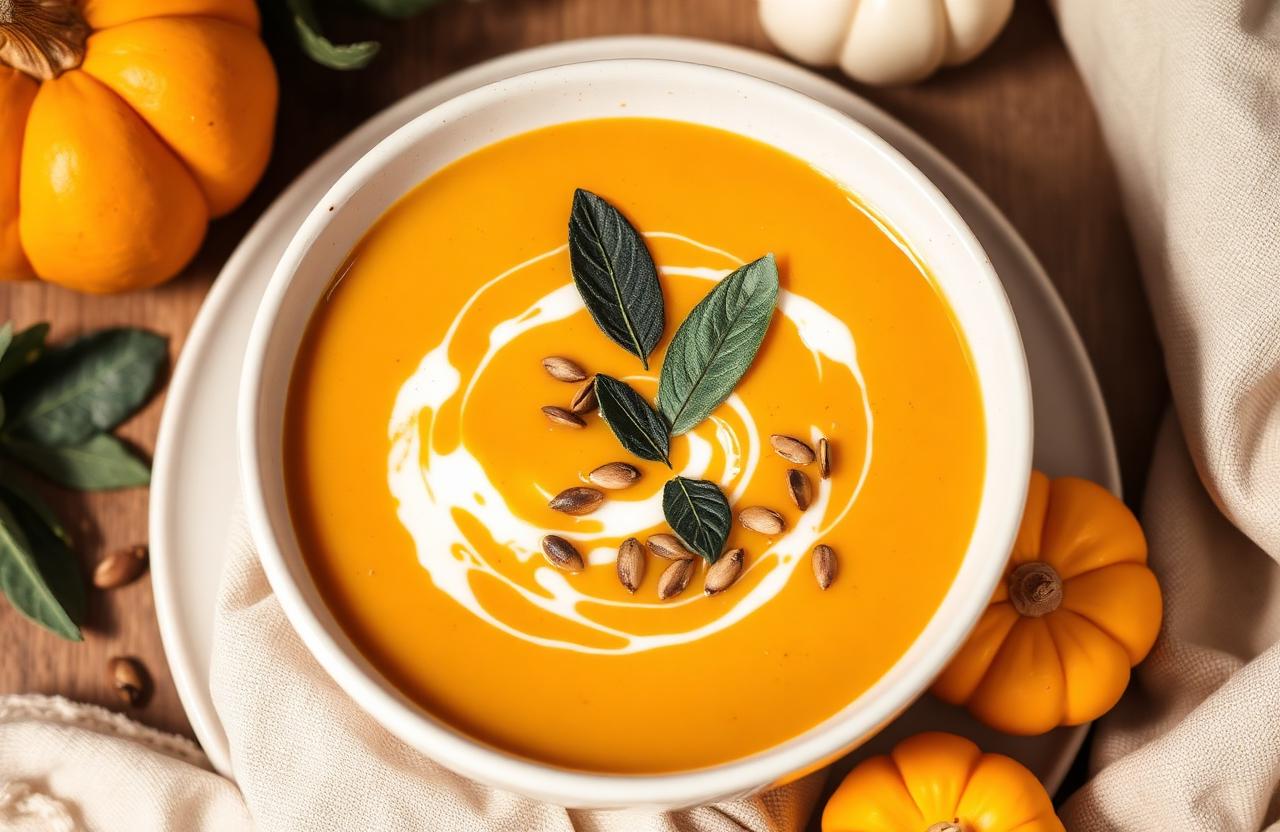 Creamy Roasted Butternut Squash Soup with Sage