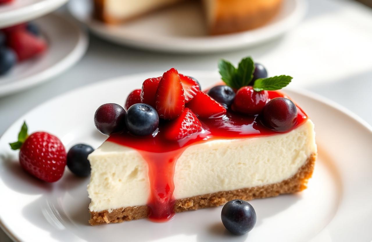 Classic New York Cheesecake with Berry Compote