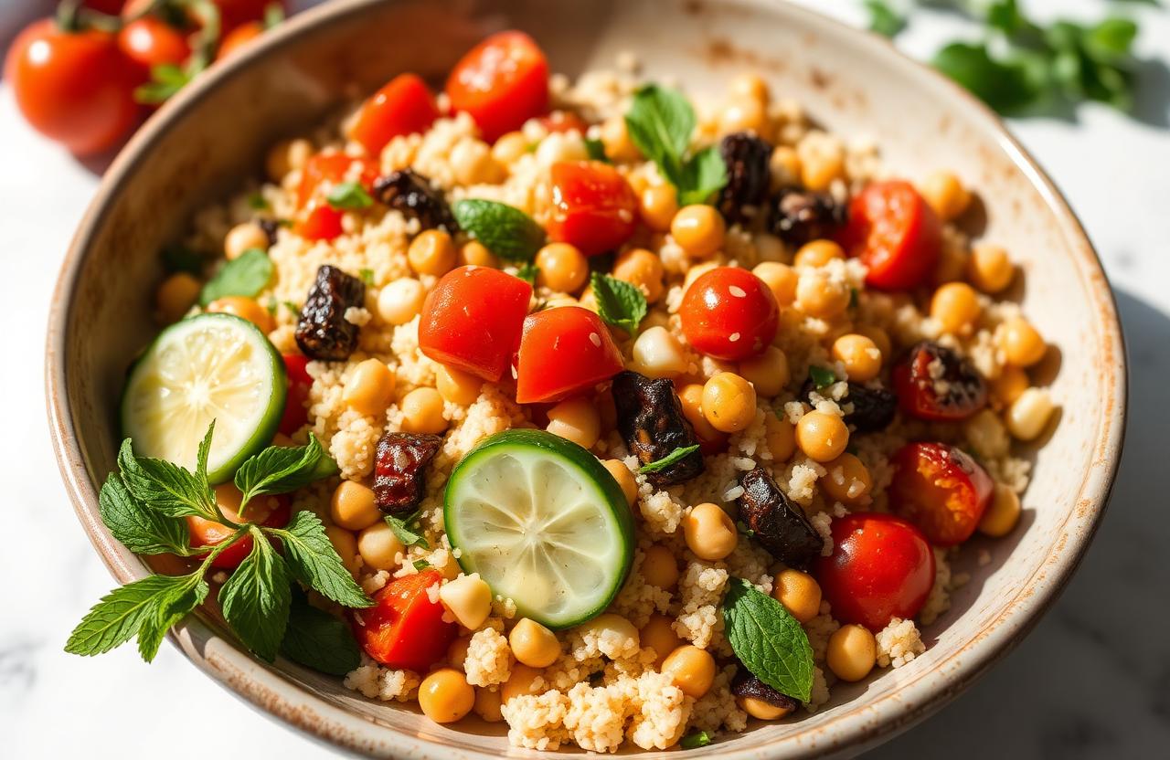 Mediterranean Couscous Salad with Chickpeas and Herbs