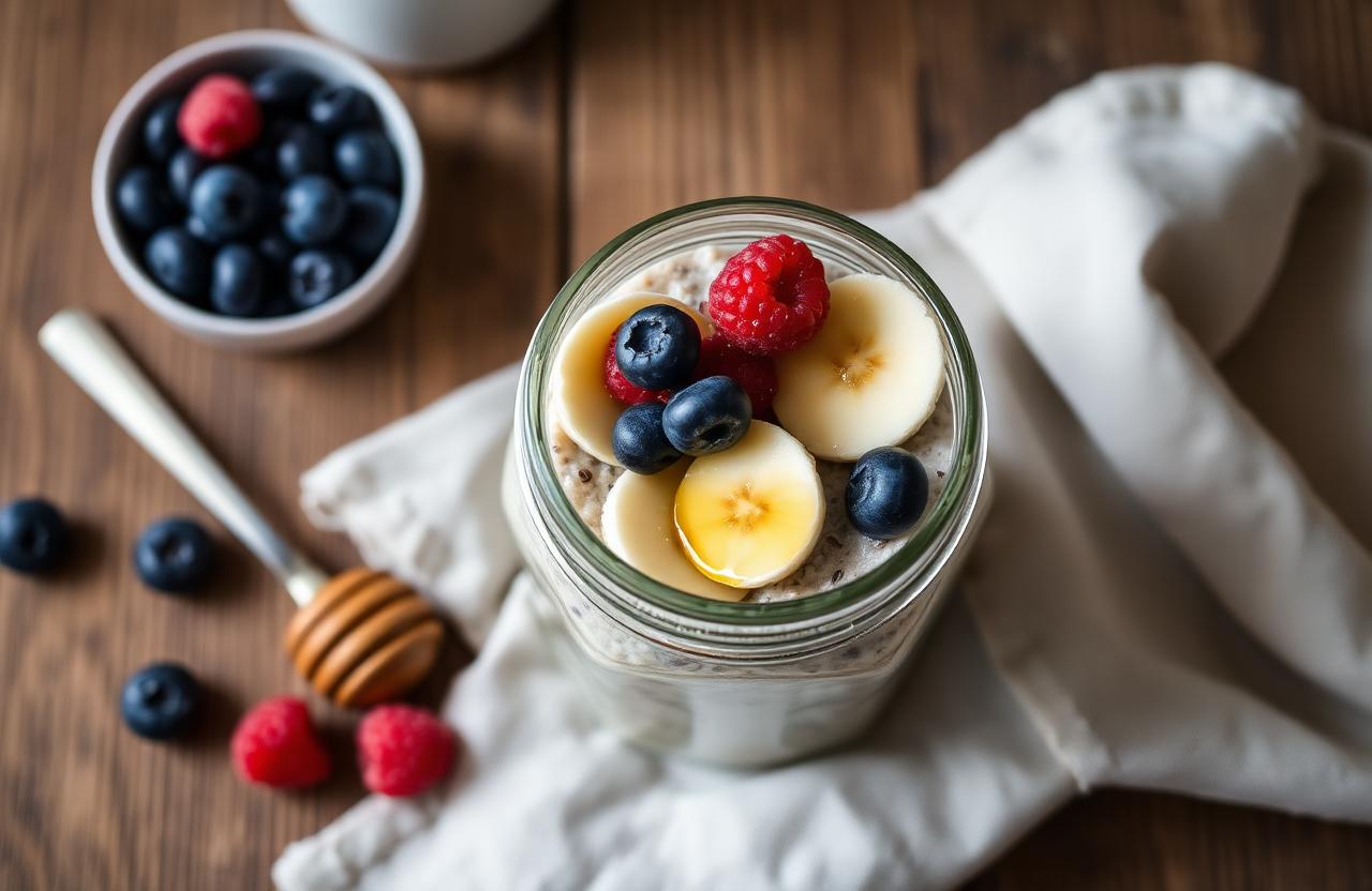 Overnight Oats with Berries, Chia and Honey